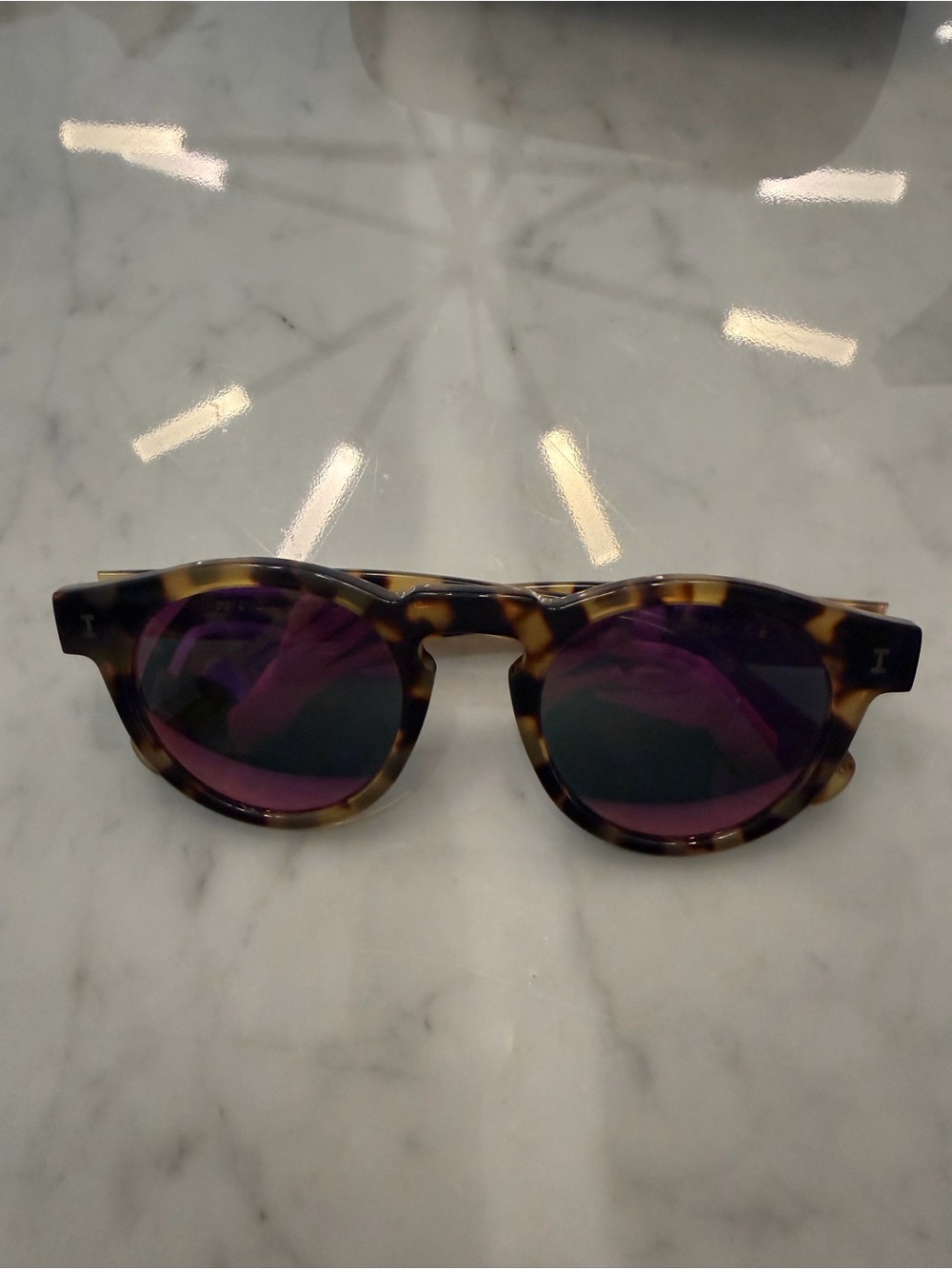 Illesteva Tortoiseshell Sunglasses with Purple Lenses